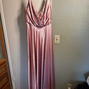 NWT XL Pink Maxi Wedding Silky Dress